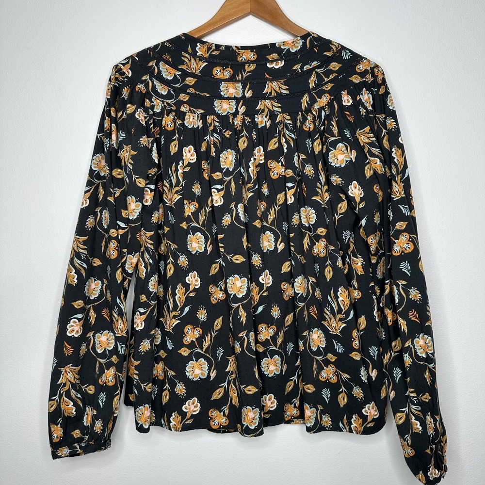 Universal thread Peasant Top‎ Size XL Dark Gray Floral Cottagecore - Picture 2 of 10